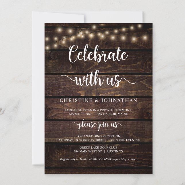 Celebra con nosotros, Invitación de boda íntima rú (Anverso)