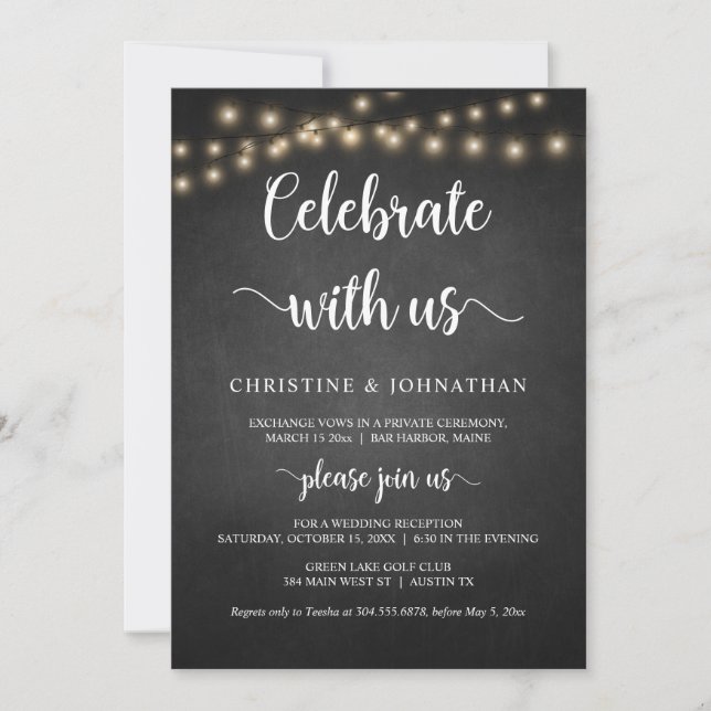 Celebra con nosotros, Invitación de Boda Rústica I (Anverso)