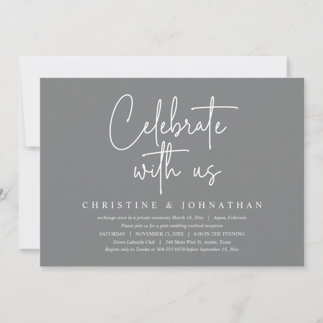 Celebra con nosotros, invitación para fiesta de bo (Anverso)