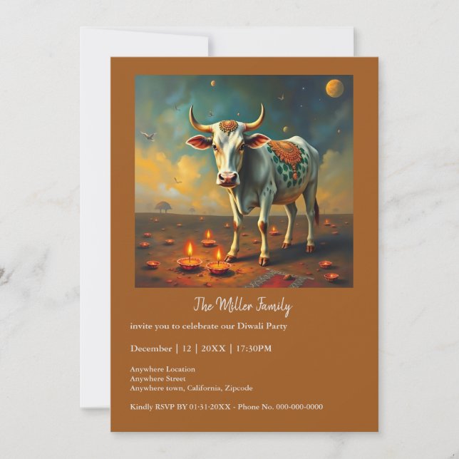 Celebra Diwali Diyas de Vaca Sagrada (Anverso)