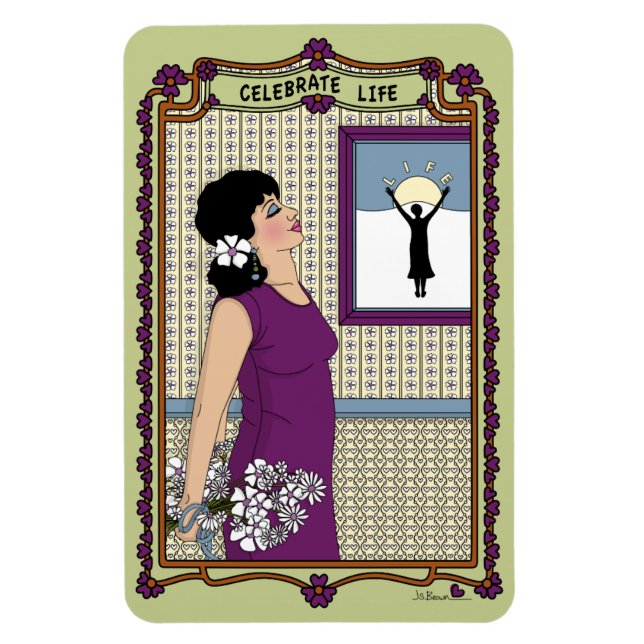 Celebra el imán de refrigerador Life_A_4x6 (Vertical)