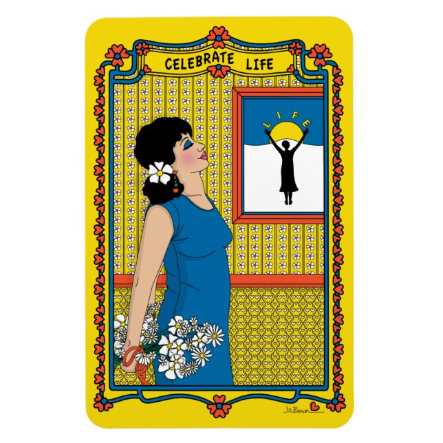 Celebra el imán de refrigerador Life_B_4x6 (Vertical)