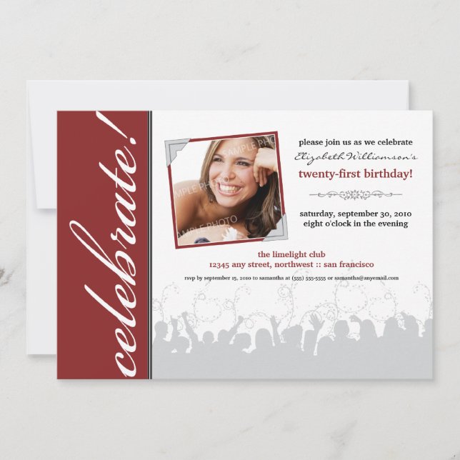 ¡Celebra! Invitación a la fiesta de cumpleaños (ma (Anverso)