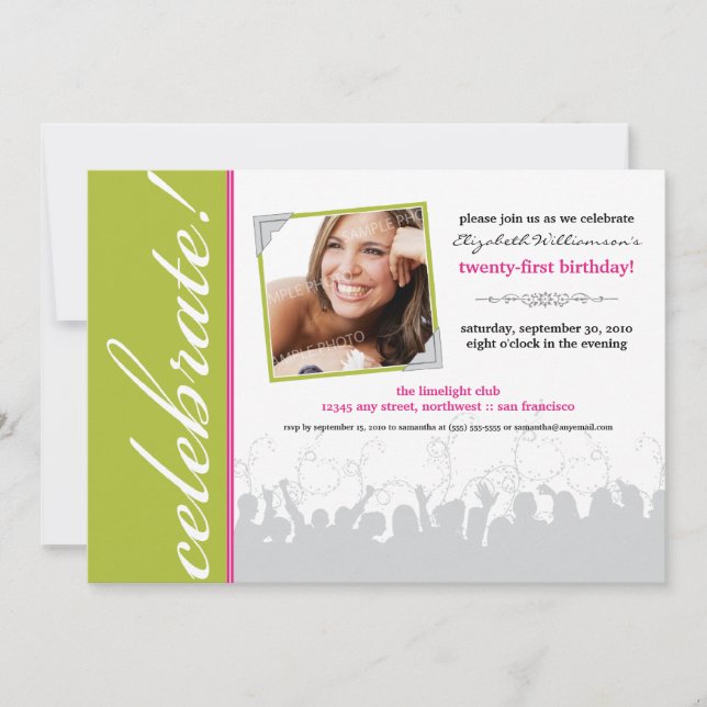  ¡Celebra! Invitación a la fiesta de cumpleaños (v (Anverso)