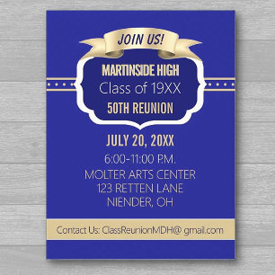 ¡Celebra! Invitación de Reunión de Clase Azul 50 A