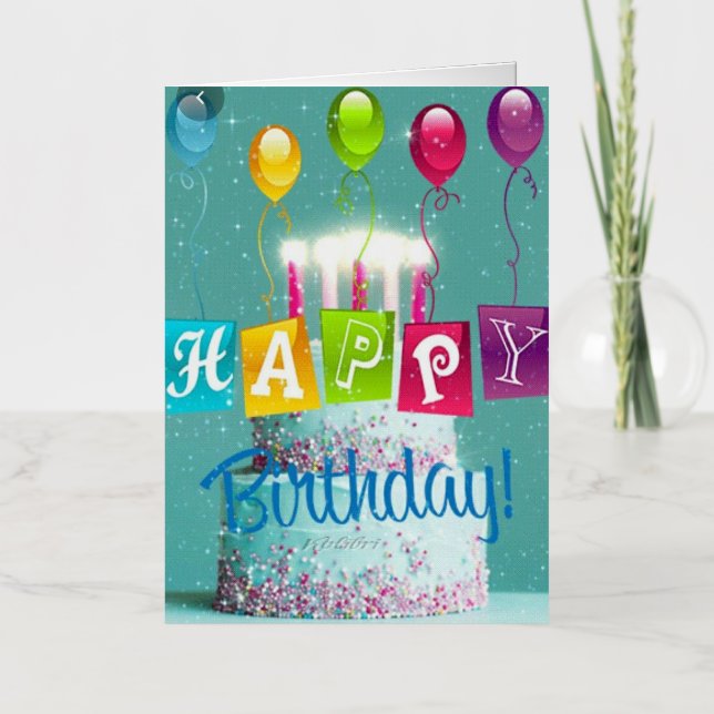 Celebra Velas y Globos de Tarta de Cumpleaños  (Anverso)