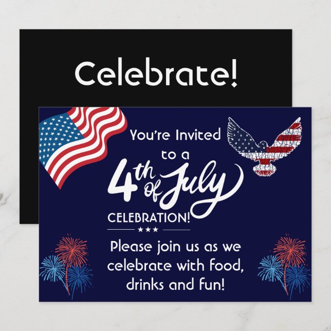 Celebración 4 de julio de la invitación (Anverso / Reverso)