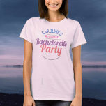 Celebración chica de una camiseta de la Bacheloret<br><div class="desc">Para celebrar una fiesta de la soltera. Diseñado para alguien que está teniendo una "Bachelorette Party"! Camiseta de la fiesta de la soltera o de la celebración de la noche del Hen con la fecha del fiesta. Camisa de la fiesta de la soltera. Añadir el nombre de la persona cuyo...</div>