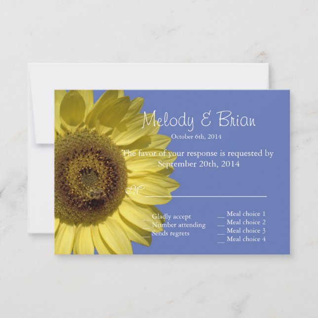 Celebración con girasoles. Boda RSVP de verano (Anverso)