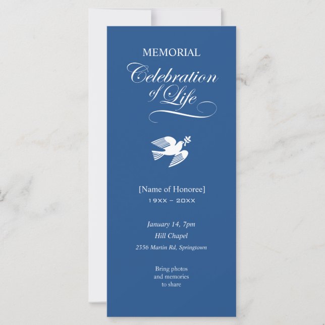 Celebración conmemorativa de la vida Invitación a  (Anverso)
