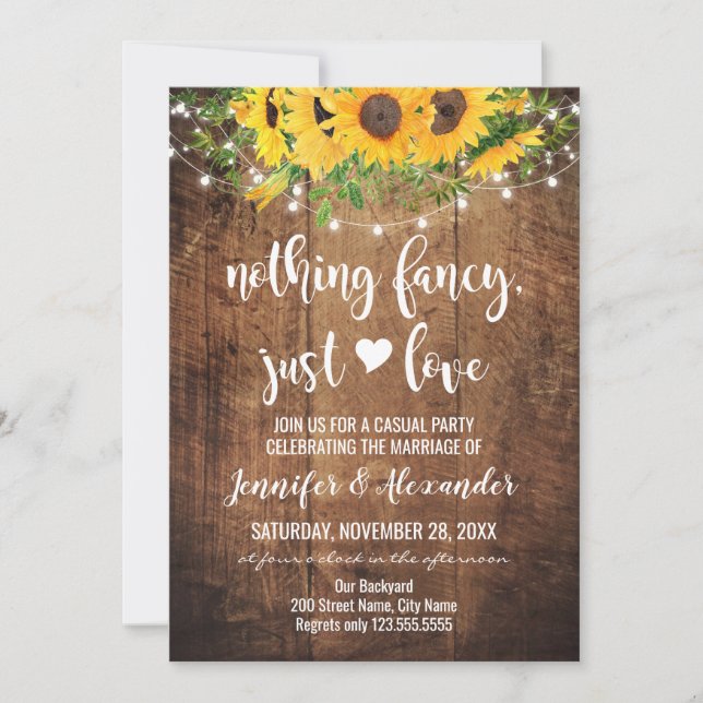 Celebración de Boda de Elopement de Girasoles (Anverso)