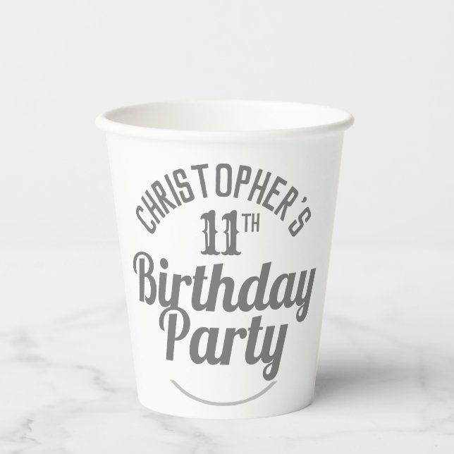 Celebración de cumpleaños número 11 Vasos de papel (Anverso)