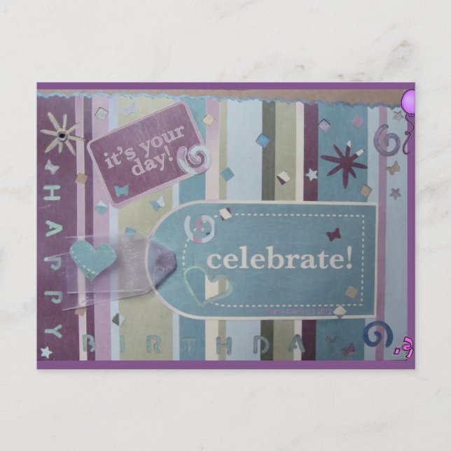 Celebración de cumpleaños | Postal Blue Beach Song (Anverso)