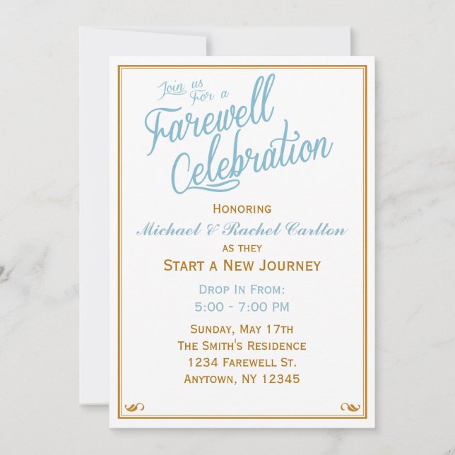 Celebración de despedida ausente invitación (Anverso)