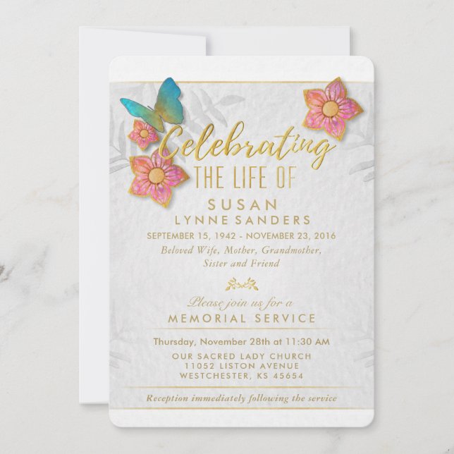 Celebración de la invitación a la mariposa floral (Anverso)