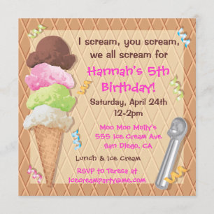 Celebración de la invitación del fiesta del helado