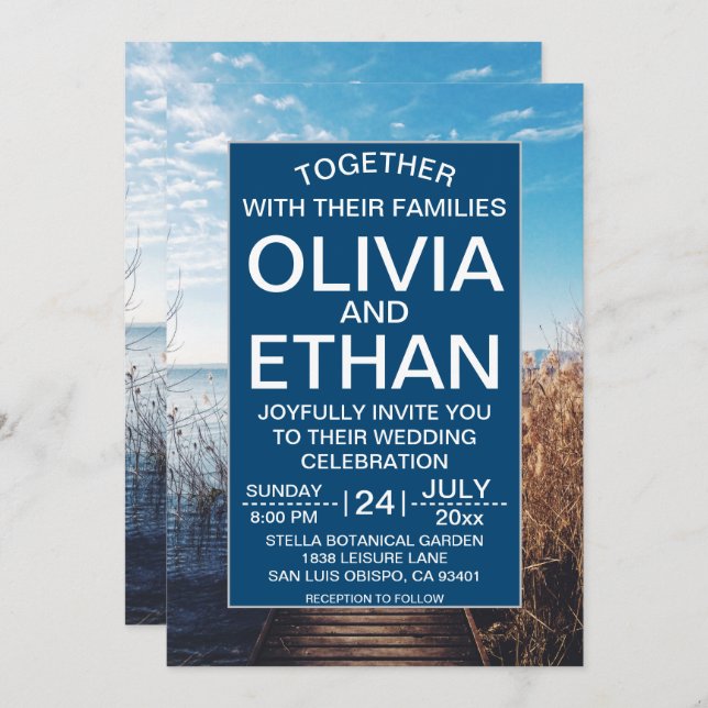 Celebración de la playa Seascape Invitación a la b (Anverso / Reverso)