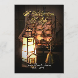 Celebración de la vida Barco de invitación y faro