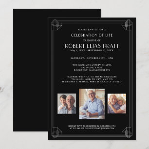 Celebración de la vida Blanco negro 3 Invitación a