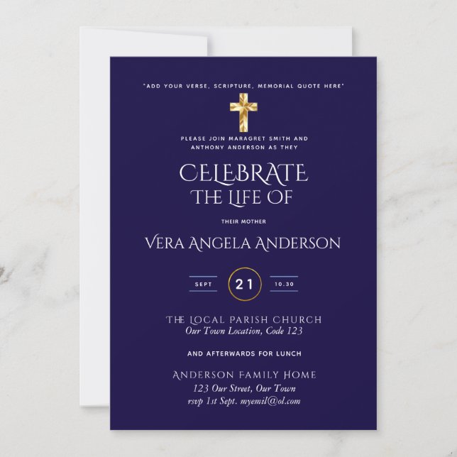Celebración de la Vida Católica Funeral Memorial I (Anverso)