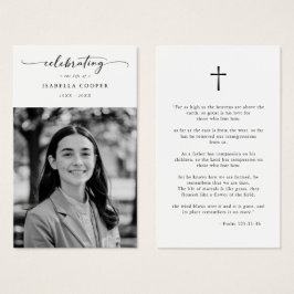 Celebración de la vida Elegante tarjeta de oración