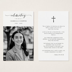 Celebración de la vida Elegante tarjeta de oración