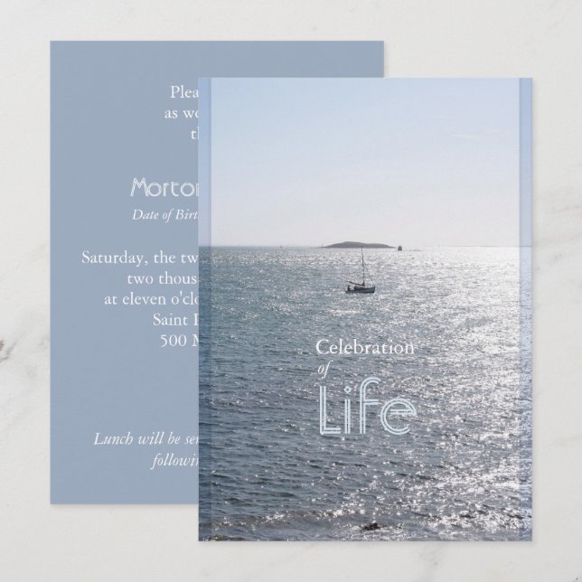Celebración de la vida en el mar 3 invitaciones (Anverso / Reverso)