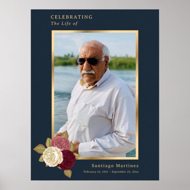 Celebración de la vida en oro azul Señal de funera (Frente)