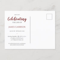 Celebración de la Vida en Rojo Oscuro con Tarjeta