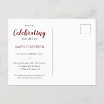Celebración de la Vida en Rojo Oscuro con Tarjeta