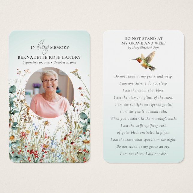 Celebración de la Vida Flores Silvestres Colibrí (Anverso y reverso)