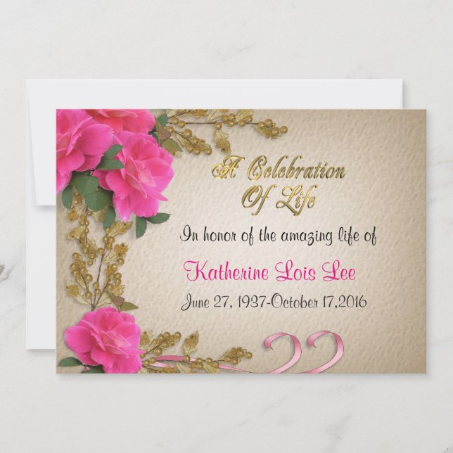 Celebración de la vida Invitación (Anverso)