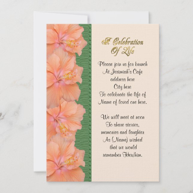 Celebración de la vida Invitación a hibisco (Anverso)