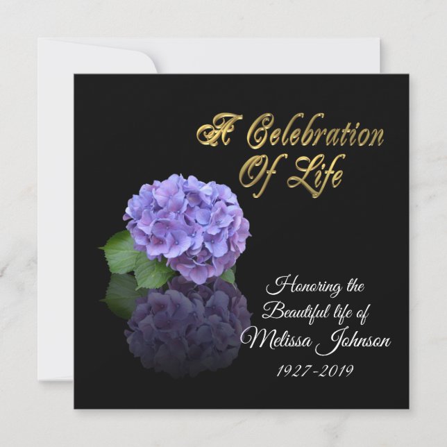 Celebración de la vida Invitación a Hydrangea (Anverso)
