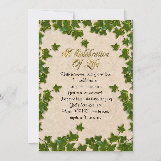 Celebración de la vida Invitación a la hiedra (Anverso)