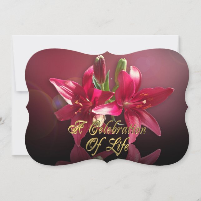 Celebración de la vida Invitación a Lily Asiática (Anverso)