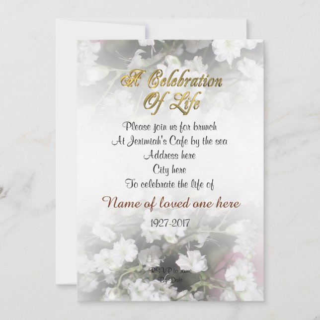 Celebración de la vida Invitación a los bebés a re (Anverso)