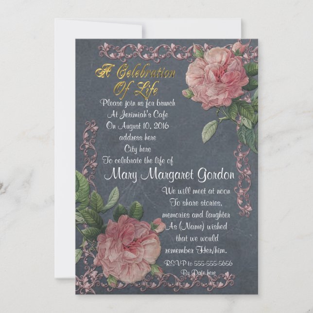 Celebración de la vida Invitación a los rosas (Anverso)