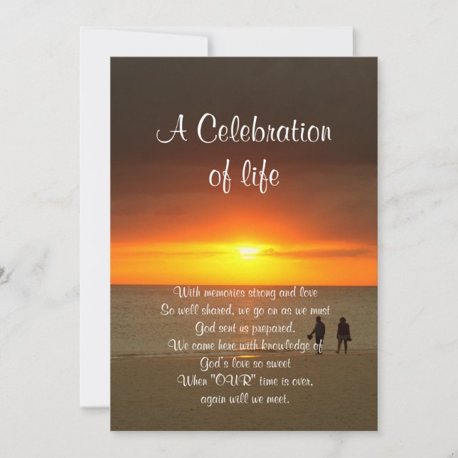 Celebración de la vida Invitación al atardecer (Anverso)