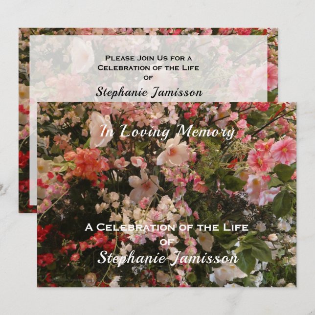 Celebración de la vida Invitación Boho Moda Floral (Anverso / Reverso)