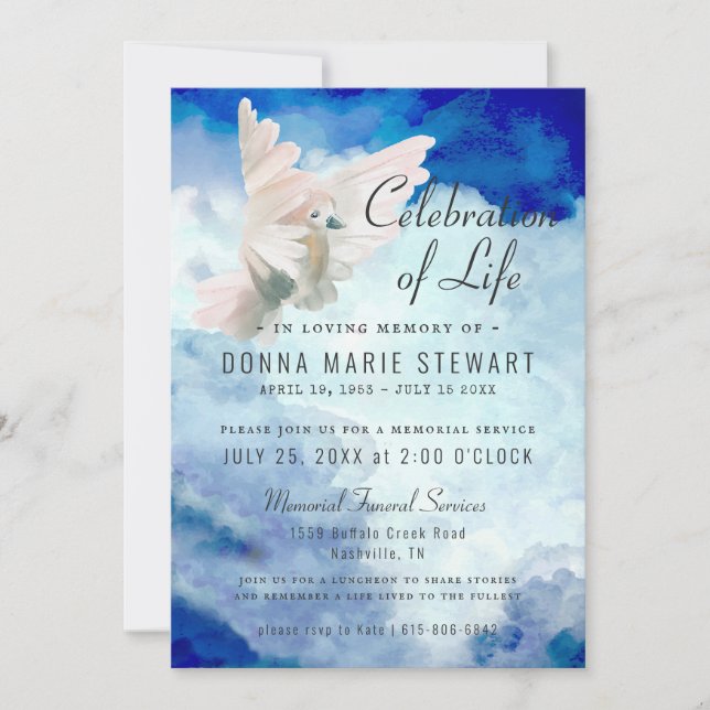 Celebración de la Vida | Invitación de Funeral Mem (Anverso)