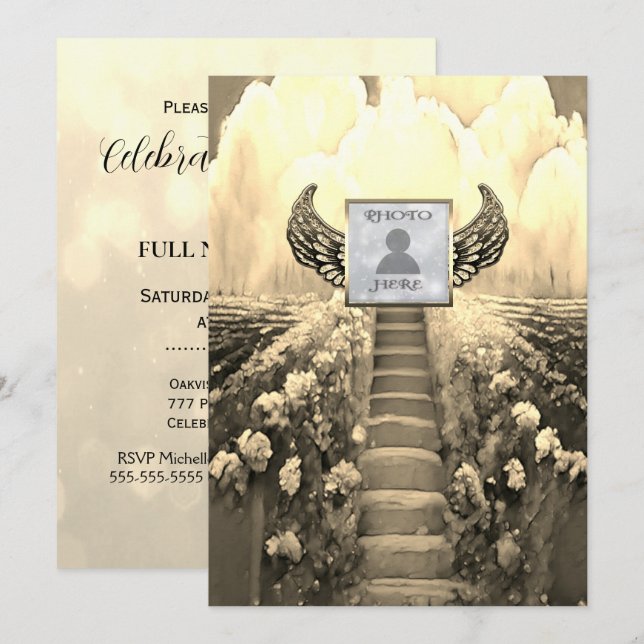 Celebración de la vida - Invitación de oro (Anverso / Reverso)
