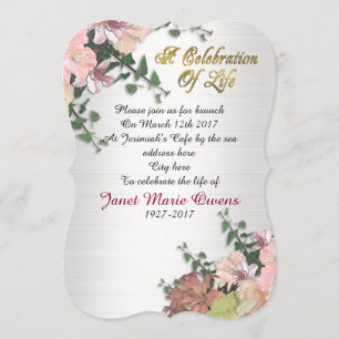 Celebración de la vida Invitación flores e hiedra