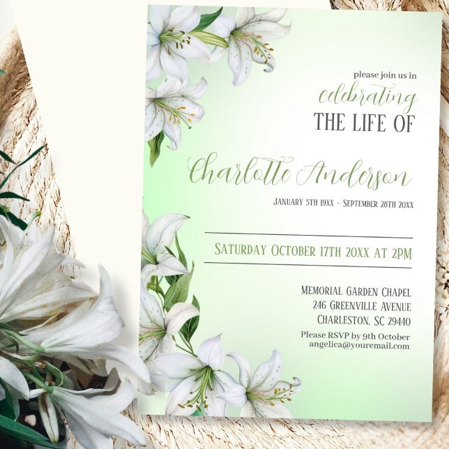 Celebración de la vida Invitación funeraria floral (Subido por el creador)