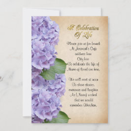 Celebración de la vida Invitación hidrangea