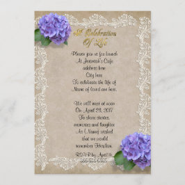 Celebración de la vida Invitación hidrangea
