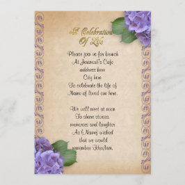 Celebración de la vida Invitación hidrangea