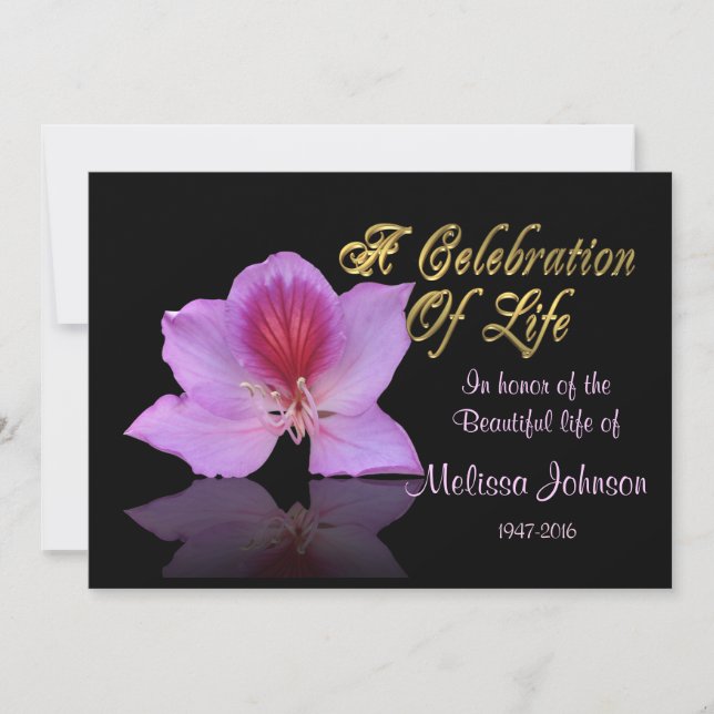 Celebración de la vida Invitación lavanda orquídea (Anverso)