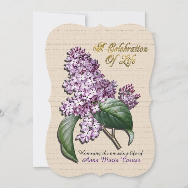Celebración de la vida Invitación Lilacs (Anverso)