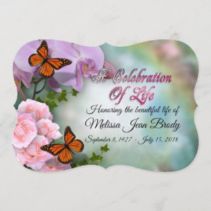 Celebración de la vida Invitación mariposas orquíd